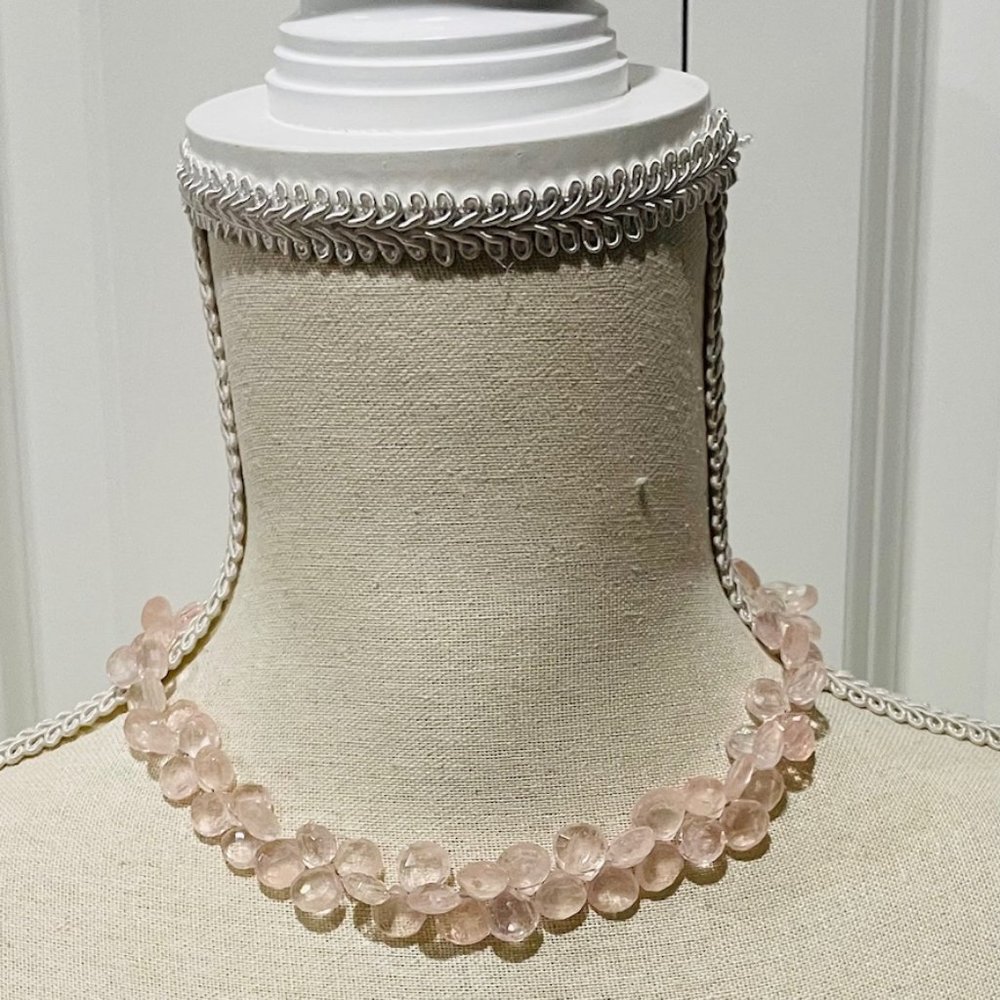 Rose Quartz Faceted Briolette Necklace